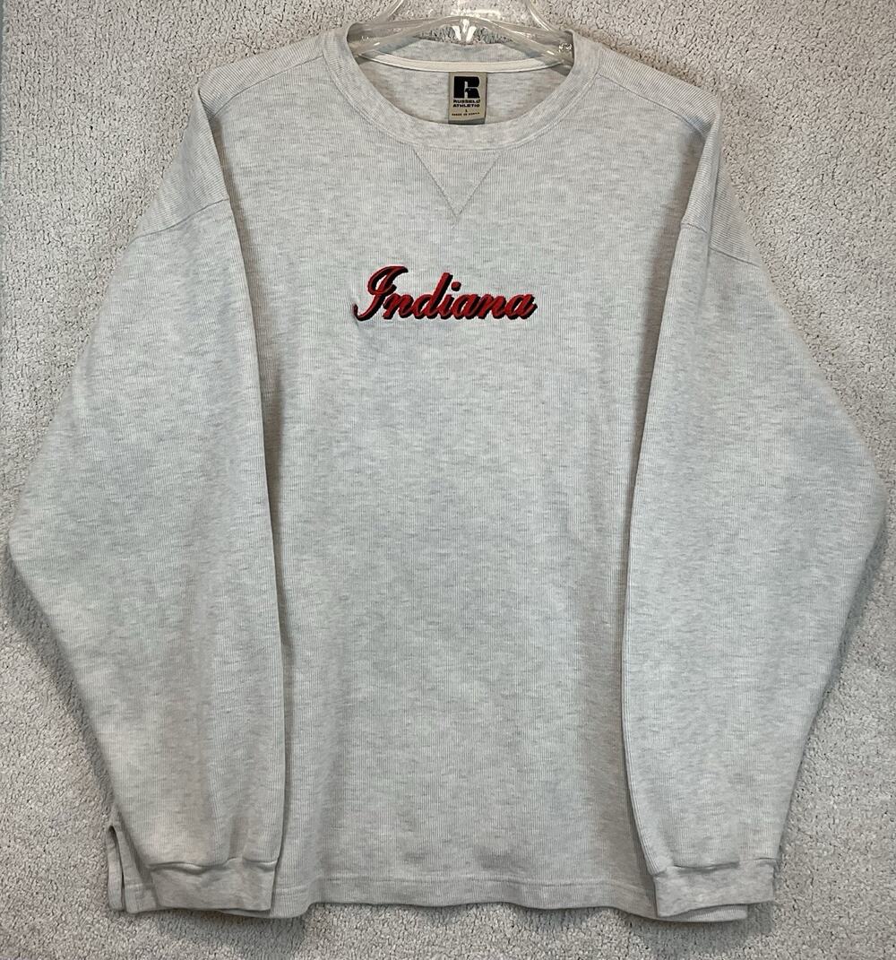 VTG Late 80s Russell Athletic Indiana Size L Crewneck Sweatshirt Ribbed